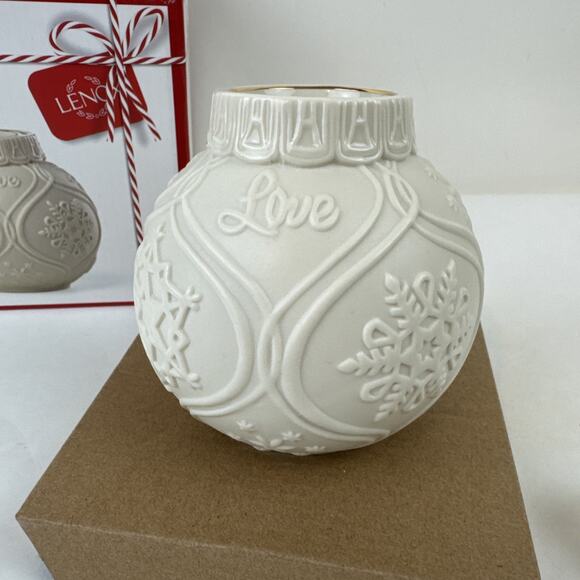 Lenox Christmas Candle holder Ornament White Christmas Joy Peace Tealight Noel - Picture 6 of 16